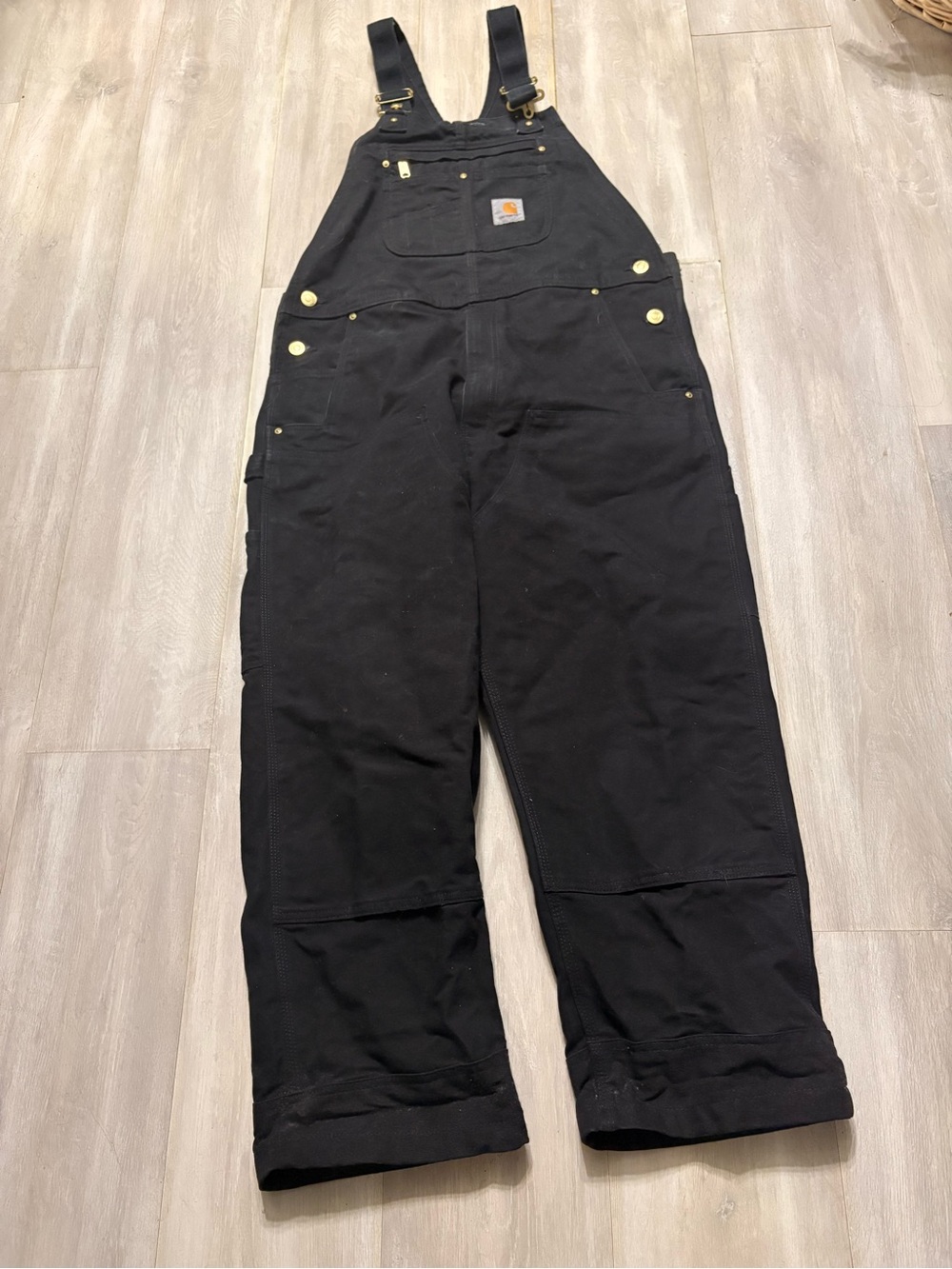 Carhartt Kids Black Bib Overalls with Brass Hardware